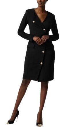 Joseph Ribkoff Asymmetrical Silky Knit Blazer Dress In Black