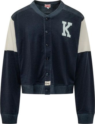 Kenzo Varsity Cardigan - Heren - Vesten - Blauw - S - Katoen - Truien & Vesten