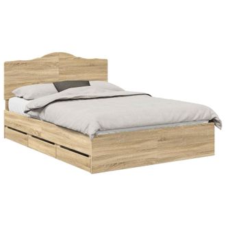 vidaXL Estructura De Cama Roble Sonoma 140 X 200 Cm Madera Ingenieril Vidaxl