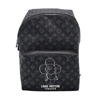 Louis Vuitton Monogram Black Gray White Coated Canvas Leather Backpack (Pre-Owned)