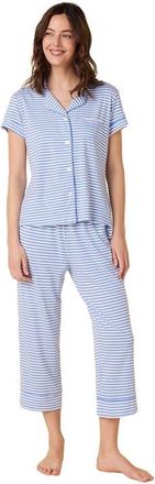The Cats Pajamas Pima Knit Capri Set in Essential Stripe Provence at Nordstrom, Size X-Large
