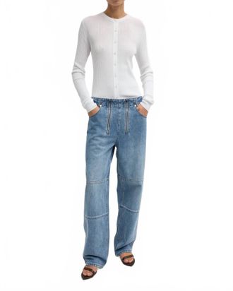 Tibi Classic Wash Denim Fischer Jeans In Blue