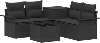 vidaXL Juego De Sof&aacute; 6 Uds. 4-n&uacute;mero De Plazas Negro Vidaxl