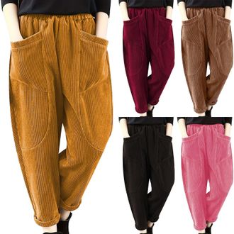 Generic Corduroy Trousers Womens High Waist Straight Leg - Casual Trousers Womens Cotton Long - Sports Trousers Long with Pockets Sweatpants Fashion Corduroy 