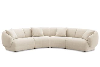 Castlery Auburn Curve L-Shape Sectional Sofa Customized, Performance Linen Weave, Cream, Spill Resistant, Modular for Sofas by Castlery