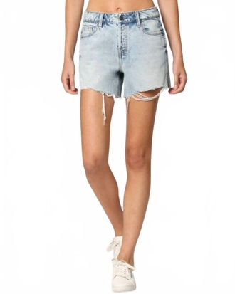 Hidden Jeans Hi-Rise Side Slit Mom Short In Light Denim