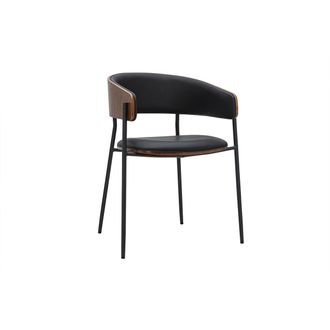 Miliboo Sedia Di Design Nera E Legno Scuro Noce Dante