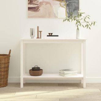 vidaXL vidaXL Tavolo Consolle Bianco 110x40x80 cm in Legno Massello di Pino