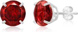 MAX + STONE 14k Yellow or White Gold 9mm Round Large Gemstone Stud Earrings