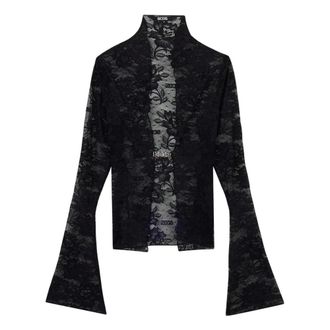 GCDS Gcds, Dames, Blouses & Shirts, Zwart, Maat: XS Polyamide