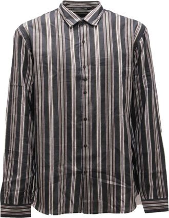 Costumein Linnen/katoenen overhemd- Made in Italy - Heren - Casual Overhemden - Zwart - L - Katoen - Overhemden
