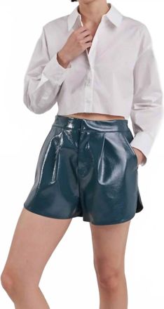 Grey Lab High-Waisted Faux Leather Shorts In Dusty Green