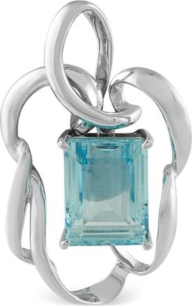 Luxury Bazaar Platinum vierkante aquamarijn hanger - Zilver