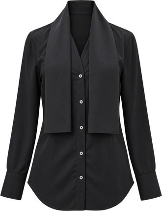 Tela Deanna Long Sleeve Shirt - Dames - Blouses - Zwart - S - Katoen - Overhemden