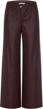 Patrizia Pepe Dark Brown Faux Leather Wide-Leg Pants