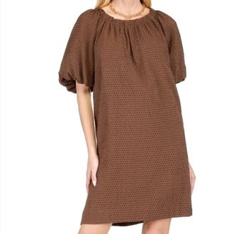 Jade Yoga Gather Neck Tie Back Dress In Brown