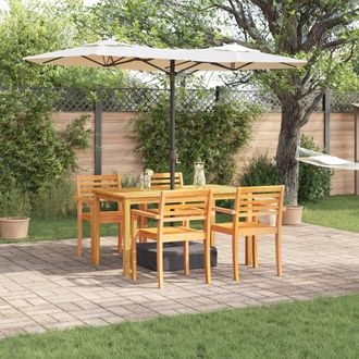 Berkfield Home 5-Piece Garden Dining Set in Solid Acacia Wood in Brown