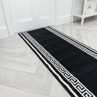 Runrug Hallway Carpet Runner Rug - Soft & Comfy, 9mm - Key in Black | Size: 80 cm x 390 cm