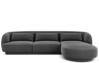 BLOOMINGLOFT 4-Sitzer Design Ecksofa Tulum mit Eckteil rechts, mit Samtbezug