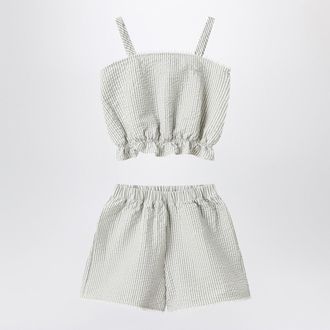 Il Gufo Granite-coloured set in striped seersucker