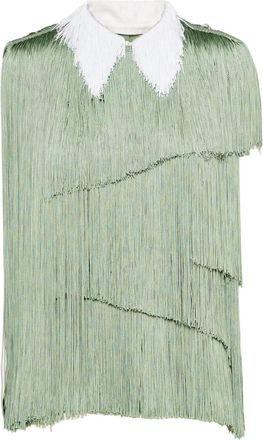Prada fringed organza blouse - women - Viscose - 40 - Green