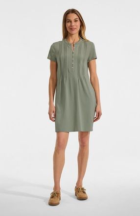 Lands End Cotton Modal Pintuck Short Sleeve Dress in Sage at Nordstrom, Size X-Large