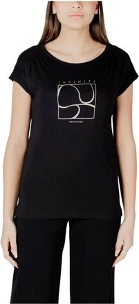 Street One T-Shirts, female, Black, Size: XS Cotton Modal T-Shirt with Shoulder Detailing