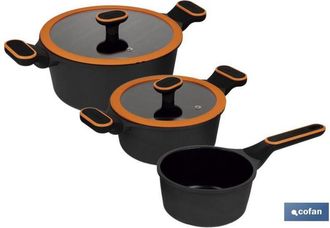 cofan Bateria Cocina 3 Piezas Full Induction Aluminio Fundido Olivier