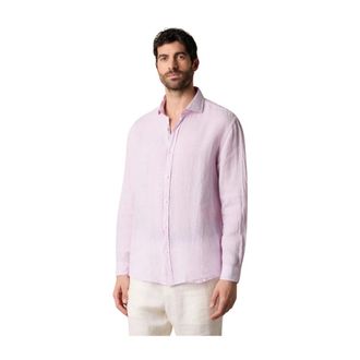 Brooks Brothers Regular Fit Linnen Overhemd met gespreide kraag - Heren - Casual Overhemden - Paars - L - Linnen - Overhemden