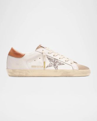 Golden Goose Super-Star Leather Glitter Low-Top Sneakers