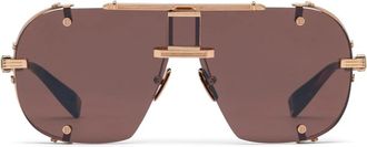 Balmain Ros&eacute;goud Bruin Swirl Navigator Zonnebril - Dames - Zonnebrillen - Bruin - ONE Size - Accessoires