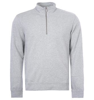 Farah Aintree Organic sweatshirt met halve rits voor heren, grijs gemêleerd
