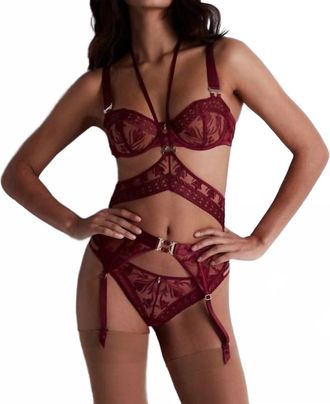 Aubade Magnetic Spell Suspender Belt In Crimson Red
