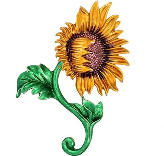 Generic Delicate Enamel Sunflower Daisy Brooches for Women Vintage Pearl Flower Plant Brooch Pin Lady Elegant Party Jewelry Multicoloured