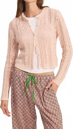 Velvet Daisy Pointelle Cardigan In Blush