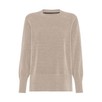 Roberto Ricci Design Velvet Vent Ronde Knit - Dames - Ronde hals truien - Beige - 3XL - Polyester - Truien & Vesten