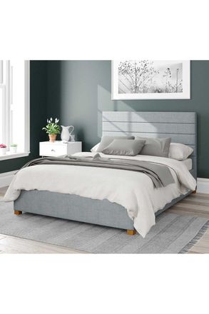 Aspire Home Accents Kelly Upholstered Ottoman Storage Bed, Malham Weave Fabric in Light Blue | Size: King