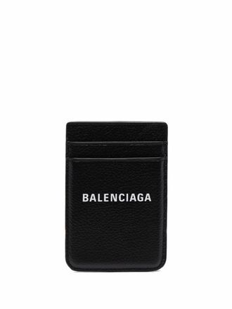 Balenciaga Cash magnetic leather card holder - Black