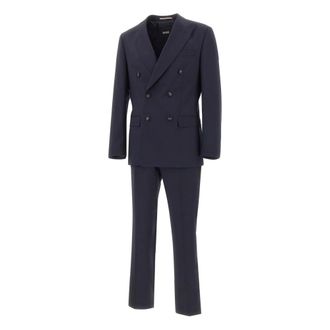 HUGO BOSS Hugo, Double Breasted Suits, male, Blue, Size: 2XL Double-breasted Suit