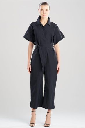 Natori Solid Taffeta Jumpsuit with Embellishment in Black at Nordstrom, Size X-Small