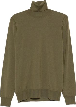 Paolo Pecora Groene wollen coltrui - Heren - Coltruien - Groen - L - Wol - Truien & Vesten
