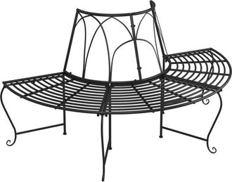 vidaXL Banco De Jard&iacute;n Semicircular De Acero Negro 159 Cm Vidaxl