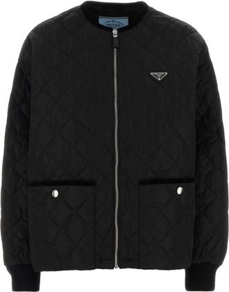 Prada Black Quilted Crew Neck Jacket
