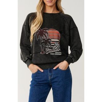 Rip Curl Seeker Raglan Logo Graphic Sweatshirt in Washed Black at Nordstrom, Size Xx-Small
