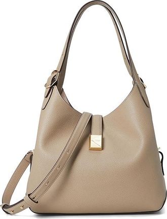 Kate Spade New York Deco Pebbled Leather Medium Crossbody Tote Cross Body Handbags Timeless Taupe