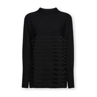 Elena Miro Truien & Vesten, Dames, Zwart, S, Polyester, Gebreide Trui met Strepen