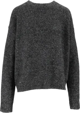 Eleh Black Cropped Speckled Knit Wool Sweater