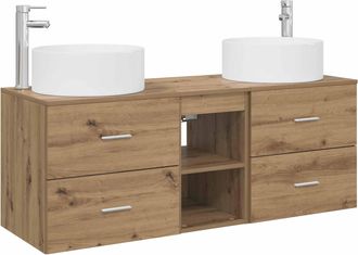 vidaXL Juego De Muebles De Ba&ntilde;o 3 Uds. Roble Artisan Vidaxl