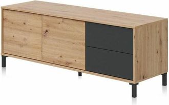F.R.S. Mueble tv Brooklyn Gris Antracita - Roble Nodi 130cm (ancho) x 47cm (alto)