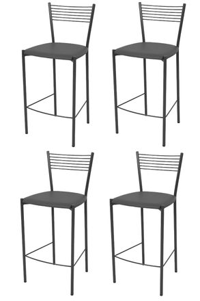 Tommychairs Tommychairs 4 Taburetes Elegance En Acero Gris Oscuro Asiento Polipiel Gris